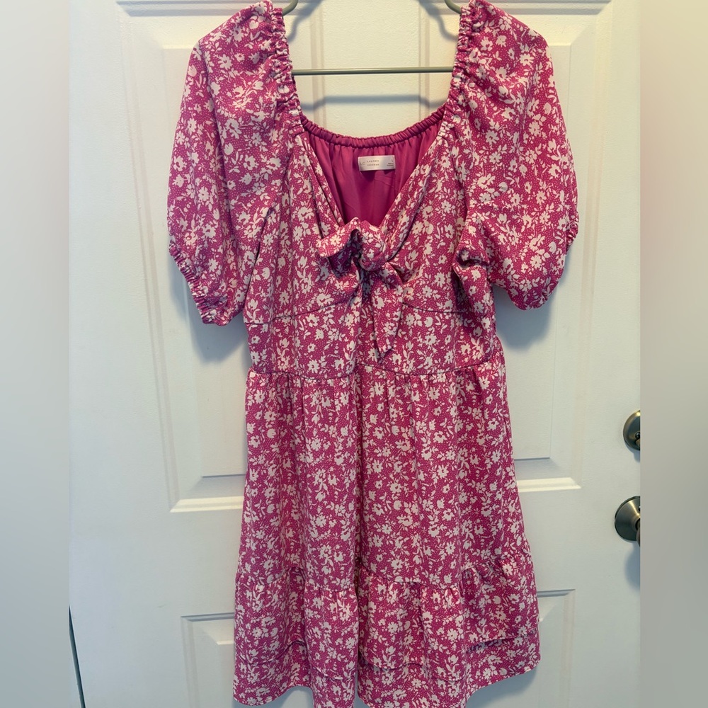 LC Lauren Conrad Pink Floral Midi Dress